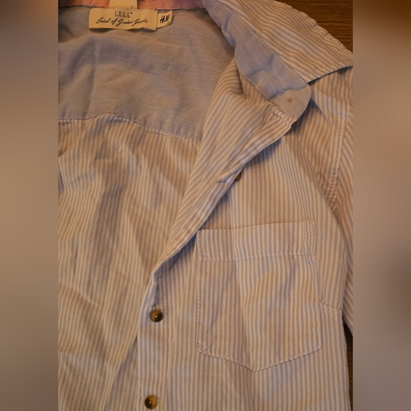 H&M long sleeve button down with corduroy elbow patches size 14 - Picture 7 of 9